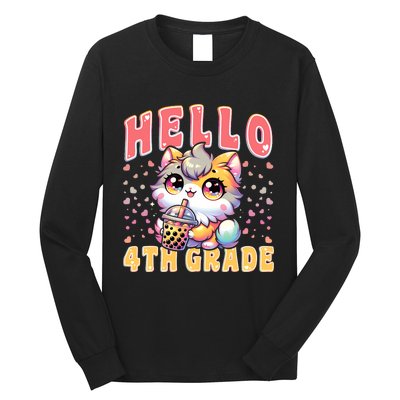 Hello 4th Grade Cat Girl For First Day Of 4th Grade Girl Long Sleeve Shirt