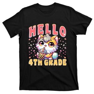 Hello 4th Grade Cat Girl For First Day Of 4th Grade Girl T-Shirt