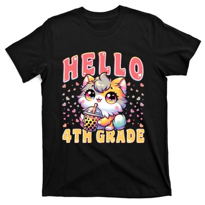 Hello 4th Grade Cat Girl For First Day Of 4th Grade Girl T-Shirt