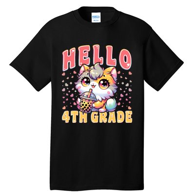 Hello 4th Grade Cat Girl For First Day Of 4th Grade Girl Tall T-Shirt