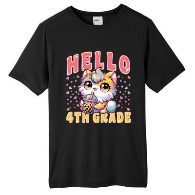 Hello 4th Grade Cat Girl For First Day Of 4th Grade Girl Tall Fusion ChromaSoft Performance T-Shirt