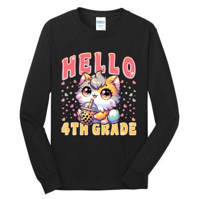 Hello 4th Grade Cat Girl For First Day Of 4th Grade Girl Tall Long Sleeve T-Shirt