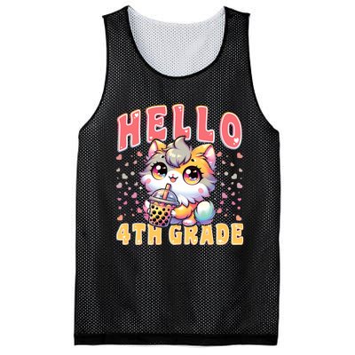 Hello 4th Grade Cat Girl For First Day Of 4th Grade Girl Mesh Reversible Basketball Jersey Tank