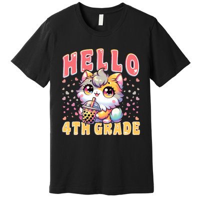 Hello 4th Grade Cat Girl For First Day Of 4th Grade Girl Premium T-Shirt