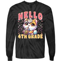 Hello 4th Grade Cat Girl For First Day Of 4th Grade Girl Tie-Dye Long Sleeve Shirt