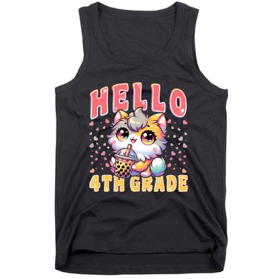 Hello 4th Grade Cat Girl For First Day Of 4th Grade Girl Tank Top