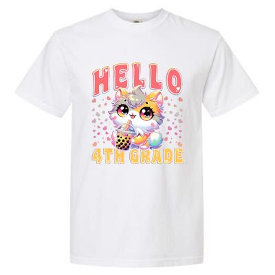 Hello 4th Grade Cat Girl For First Day Of 4th Grade Girl Garment-Dyed Heavyweight T-Shirt