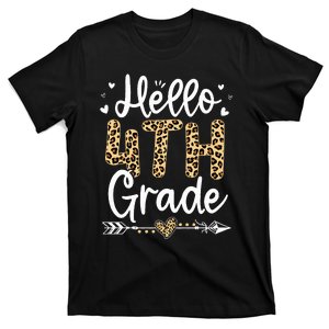 Hello 4th Grade Leopard Teacher Student Back To School T-Shirt