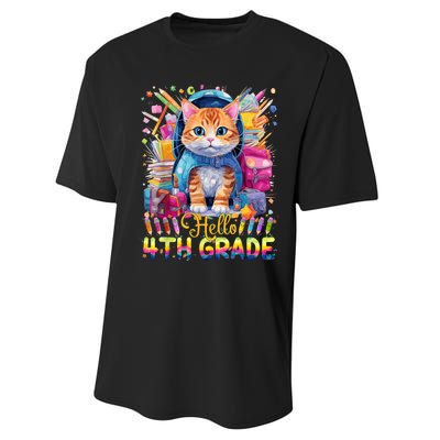 Hello 4th Grade Back To School First Day Fourth Grade Vibes Performance Sprint T-Shirt