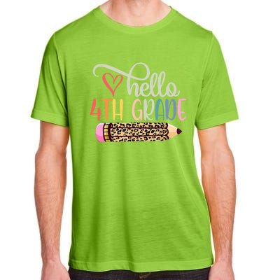 Hello 4Th Grade Leopard Pencil Back To School Fourth Grader Gift Adult ChromaSoft Performance T-Shirt