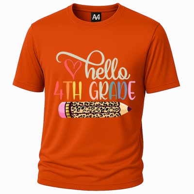 Hello 4Th Grade Leopard Pencil Back To School Fourth Grader Gift Cooling Performance Crew T-Shirt