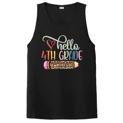 Hello 4Th Grade Leopard Pencil Back To School Fourth Grader Gift PosiCharge Competitor Tank