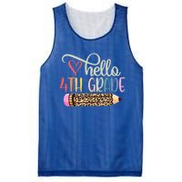 Hello 4Th Grade Leopard Pencil Back To School Fourth Grader Gift Mesh Reversible Basketball Jersey Tank