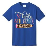 Hello 4Th Grade Leopard Pencil Back To School Fourth Grader Gift Kids T-Shirt