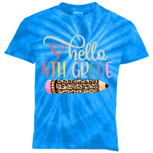 Hello 4Th Grade Leopard Pencil Back To School Fourth Grader Gift Kids Tie-Dye T-Shirt