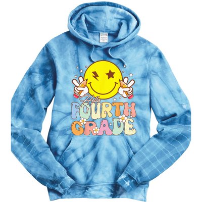 Hello 4th Grade Fourth Grade Funny Smile Face Back To School Tie Dye Hoodie