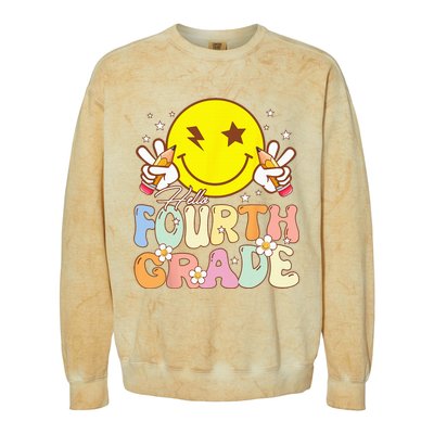 Hello 4th Grade Fourth Grade Funny Smile Face Back To School Colorblast Crewneck Sweatshirt