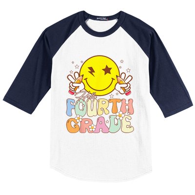 Hello 4th Grade Fourth Grade Funny Smile Face Back To School Baseball Sleeve Shirt