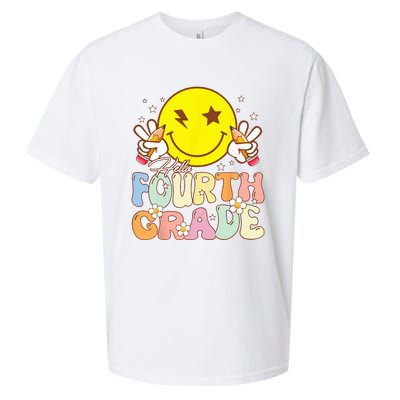 Hello 4th Grade Fourth Grade Funny Smile Face Back To School Sueded Cloud Jersey T-Shirt