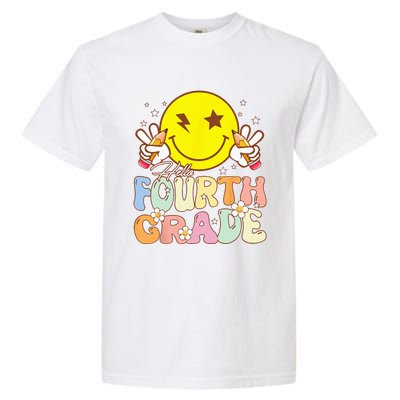 Hello 4th Grade Fourth Grade Funny Smile Face Back To School Garment-Dyed Heavyweight T-Shirt