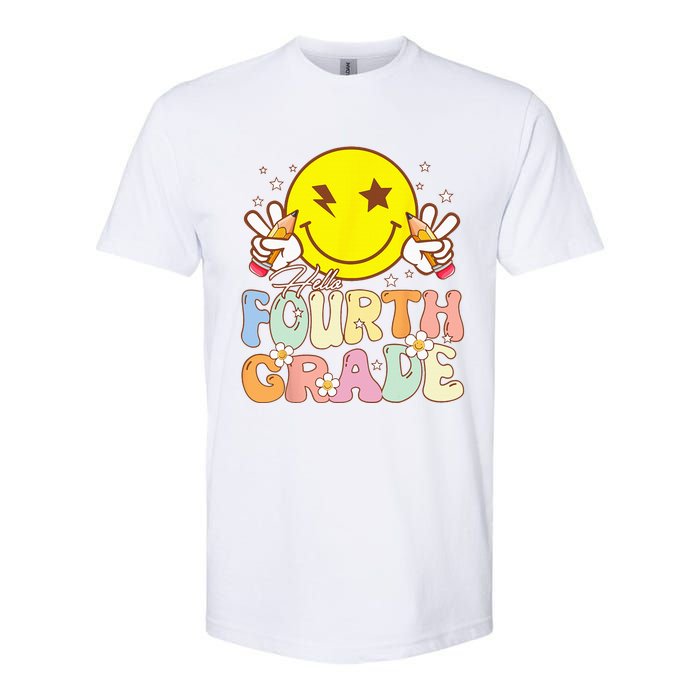 Hello 4th Grade Fourth Grade Funny Smile Face Back To School Softstyle CVC T-Shirt