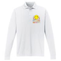 Hello 4th Grade Fourth Grade Funny Smile Face Back To School Performance Long Sleeve Polo