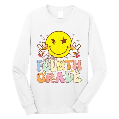 Hello 4th Grade Fourth Grade Funny Smile Face Back To School Long Sleeve Shirt