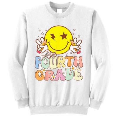 Hello 4th Grade Fourth Grade Funny Smile Face Back To School Sweatshirt