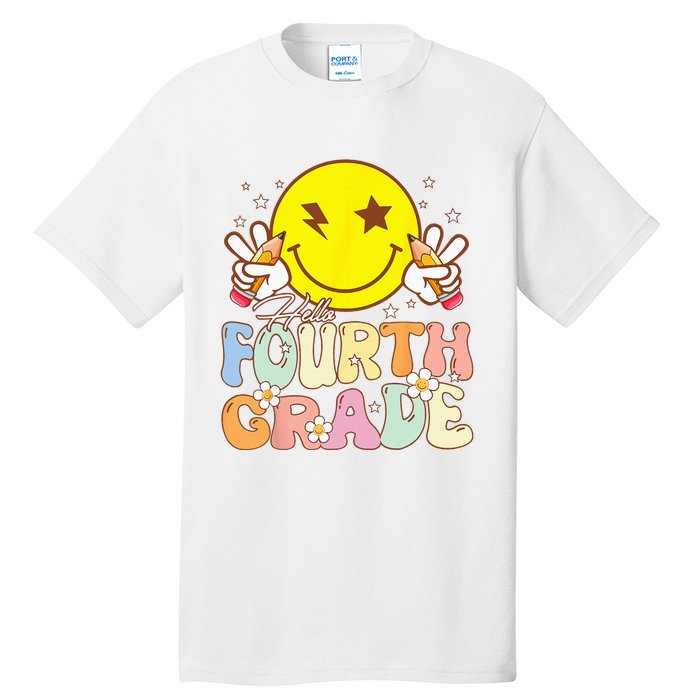 Hello 4th Grade Fourth Grade Funny Smile Face Back To School Tall T-Shirt