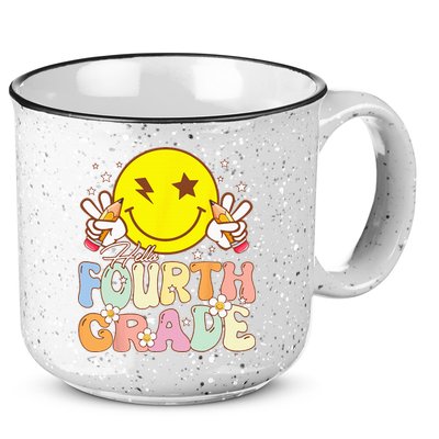 Hello 4th Grade Fourth Grade Funny Smile Face Back To School 15oz Campfire Ceramic Mug