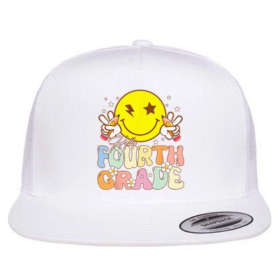 Hello 4th Grade Fourth Grade Funny Smile Face Back To School Flatbill Hat