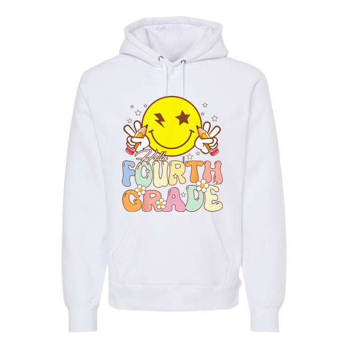 Hello 4th Grade Fourth Grade Funny Smile Face Back To School Premium Hoodie