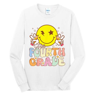 Hello 4th Grade Fourth Grade Funny Smile Face Back To School Tall Long Sleeve T-Shirt