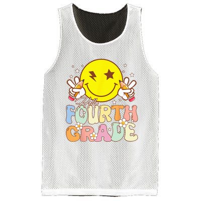 Hello 4th Grade Fourth Grade Funny Smile Face Back To School Mesh Reversible Basketball Jersey Tank