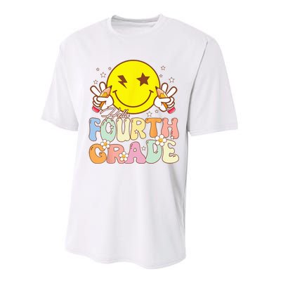 Hello 4th Grade Fourth Grade Funny Smile Face Back To School Performance Sprint T-Shirt