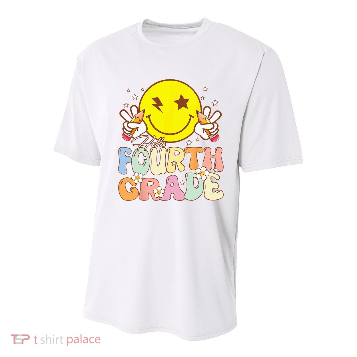 Hello 4th Grade Fourth Grade Funny Smile Face Back To School Youth Performance Sprint T-Shirt