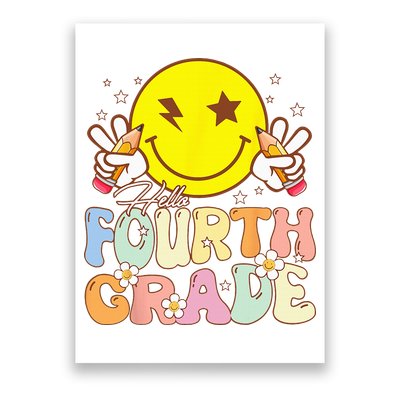 Hello 4th Grade Fourth Grade Funny Smile Face Back To School Poster