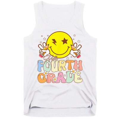 Hello 4th Grade Fourth Grade Funny Smile Face Back To School Tank Top