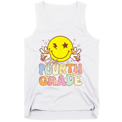 Hello 4th Grade Fourth Grade Funny Smile Face Back To School Tank Top