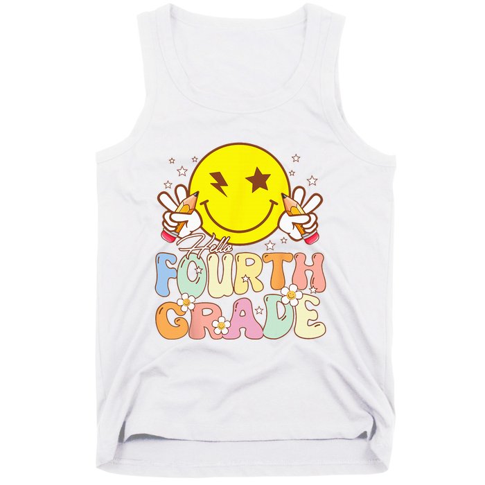 Hello 4th Grade Fourth Grade Funny Smile Face Back To School Tank Top