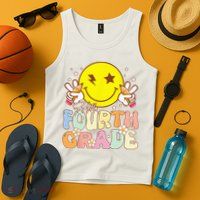 Hello 4th Grade Fourth Grade Funny Smile Face Back To School Tank Top