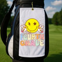 Hello 4th Grade Fourth Grade Funny Smile Face Back To School Golf Towel