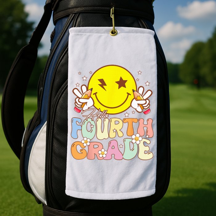 Hello 4th Grade Fourth Grade Funny Smile Face Back To School Golf Towel