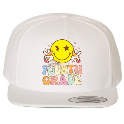 Hello 4th Grade Fourth Grade Funny Smile Face Back To School Wool Snapback Cap