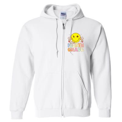 Hello 4th Grade Fourth Grade Funny Smile Face Back To School Full Zip Hoodie