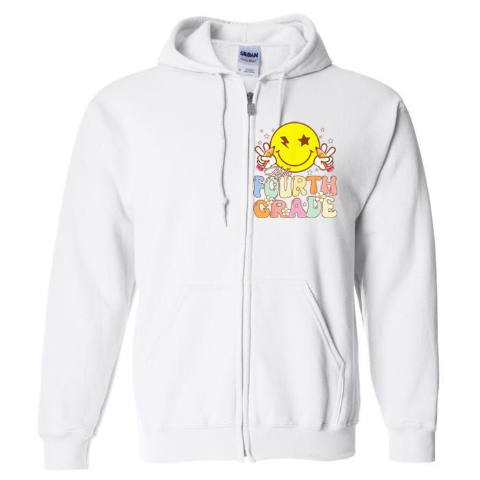 Hello 4th Grade Fourth Grade Funny Smile Face Back To School Full Zip Hoodie