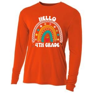 Hello 4Th Grade Rainbow Teacher Cute Team 4Th Grade Squad Gift Cooling Performance Long Sleeve Crew