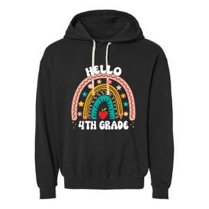 Hello 4Th Grade Rainbow Teacher Cute Team 4Th Grade Squad Gift Garment-Dyed Fleece Hoodie