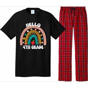 Hello 4Th Grade Rainbow Teacher Cute Team 4Th Grade Squad Gift Pajama Set