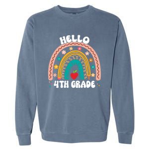 Hello 4Th Grade Rainbow Teacher Cute Team 4Th Grade Squad Gift Garment-Dyed Sweatshirt